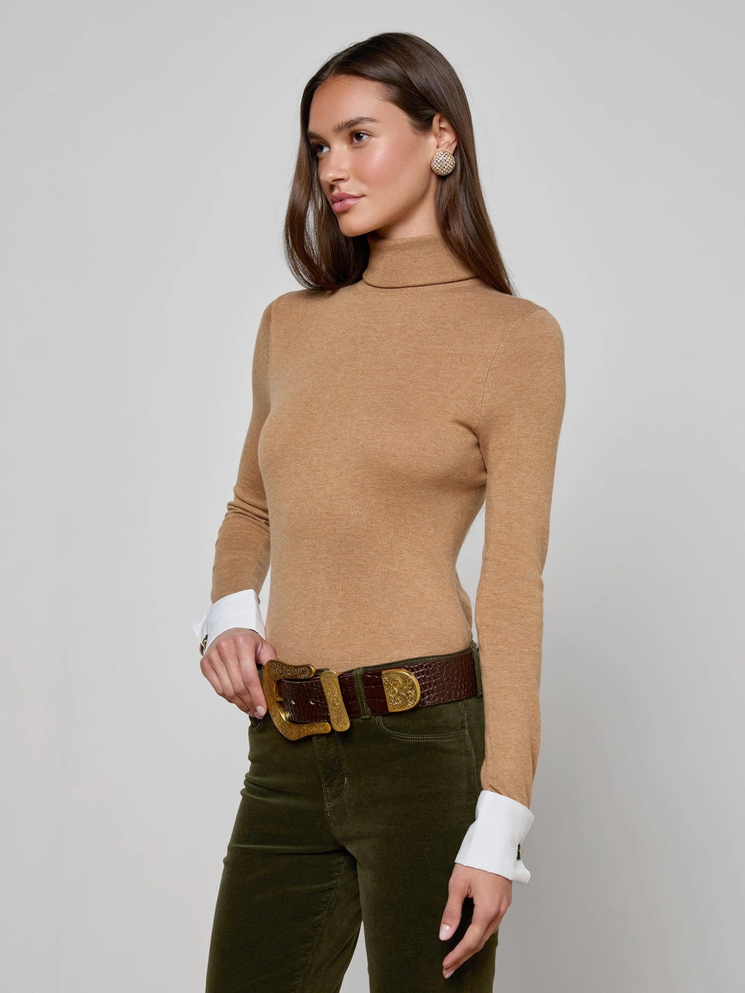 Chestnut Flora Poplin Cuff Sweater - Amor Lafayette