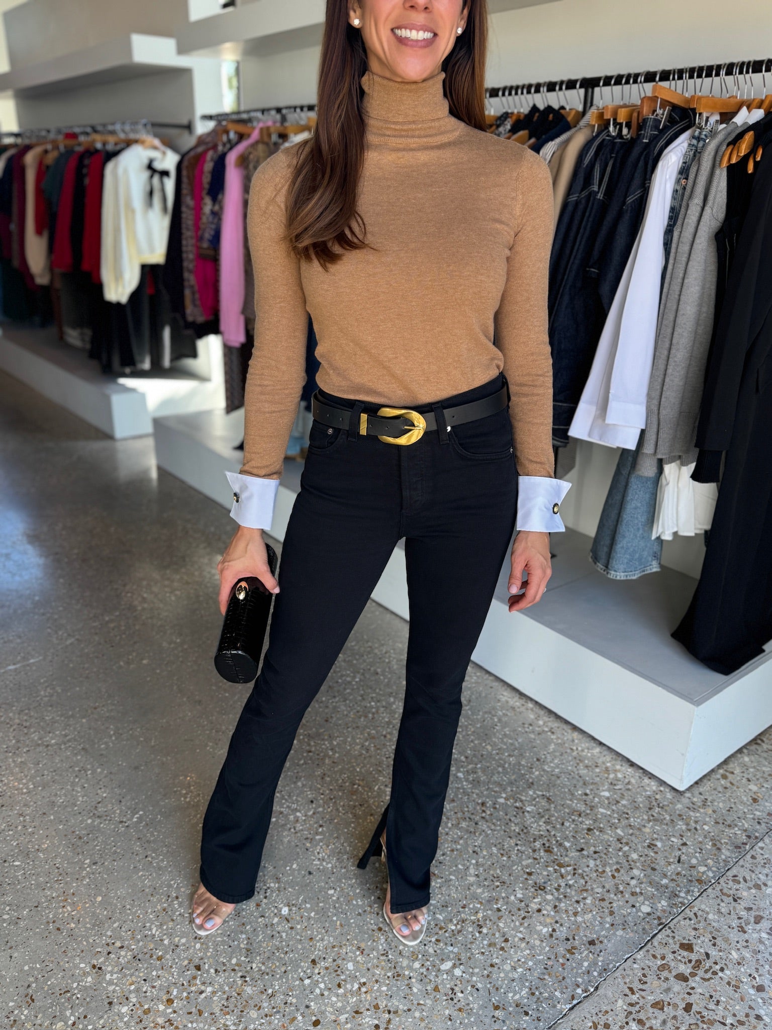 Chestnut Flora Poplin Cuff Sweater - Amor Lafayette