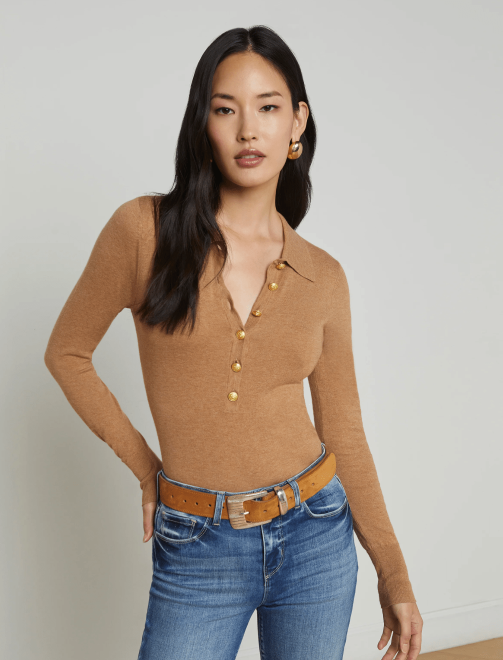 Chestnut Sterling Collared Sweater - Amor Lafayette