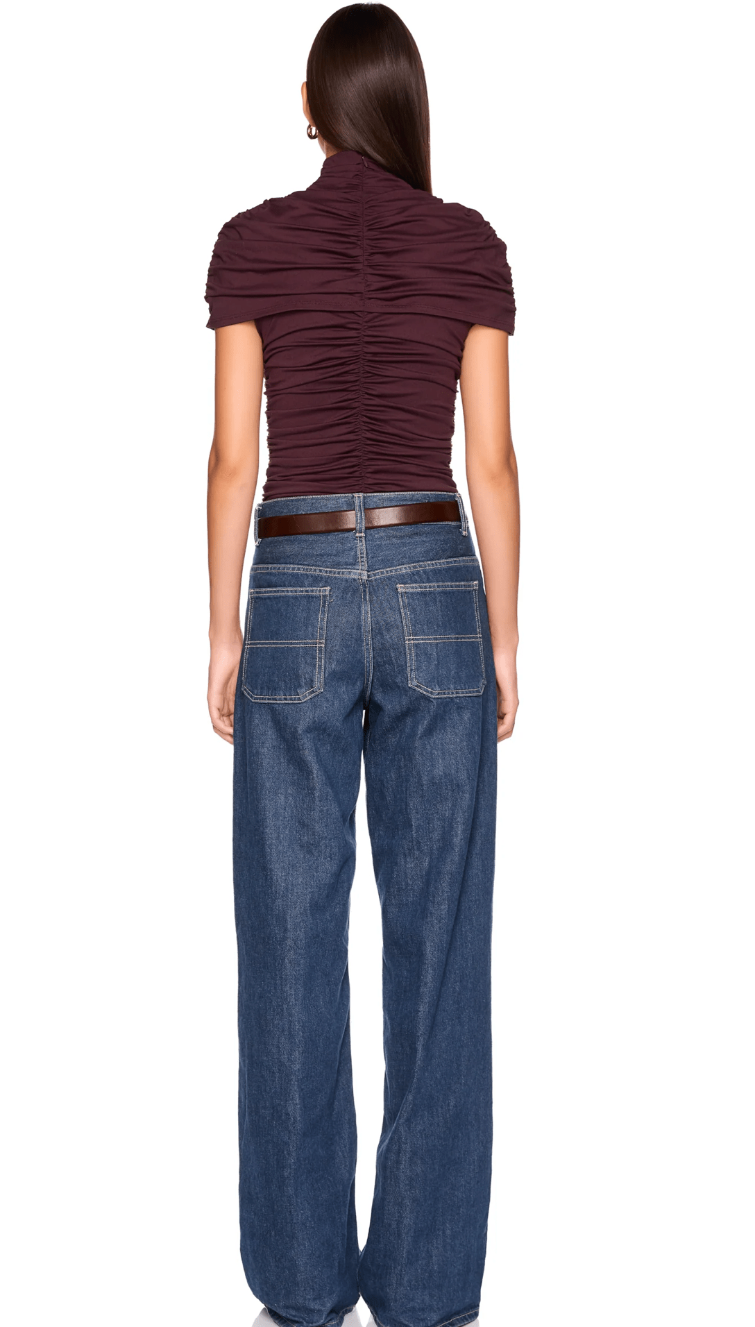 chianti moch neck overlay gathered top - Amor Lafayette