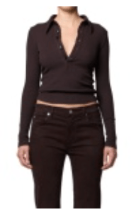 Chocolate Long Sleeve 60's Polo - Amor Lafayette