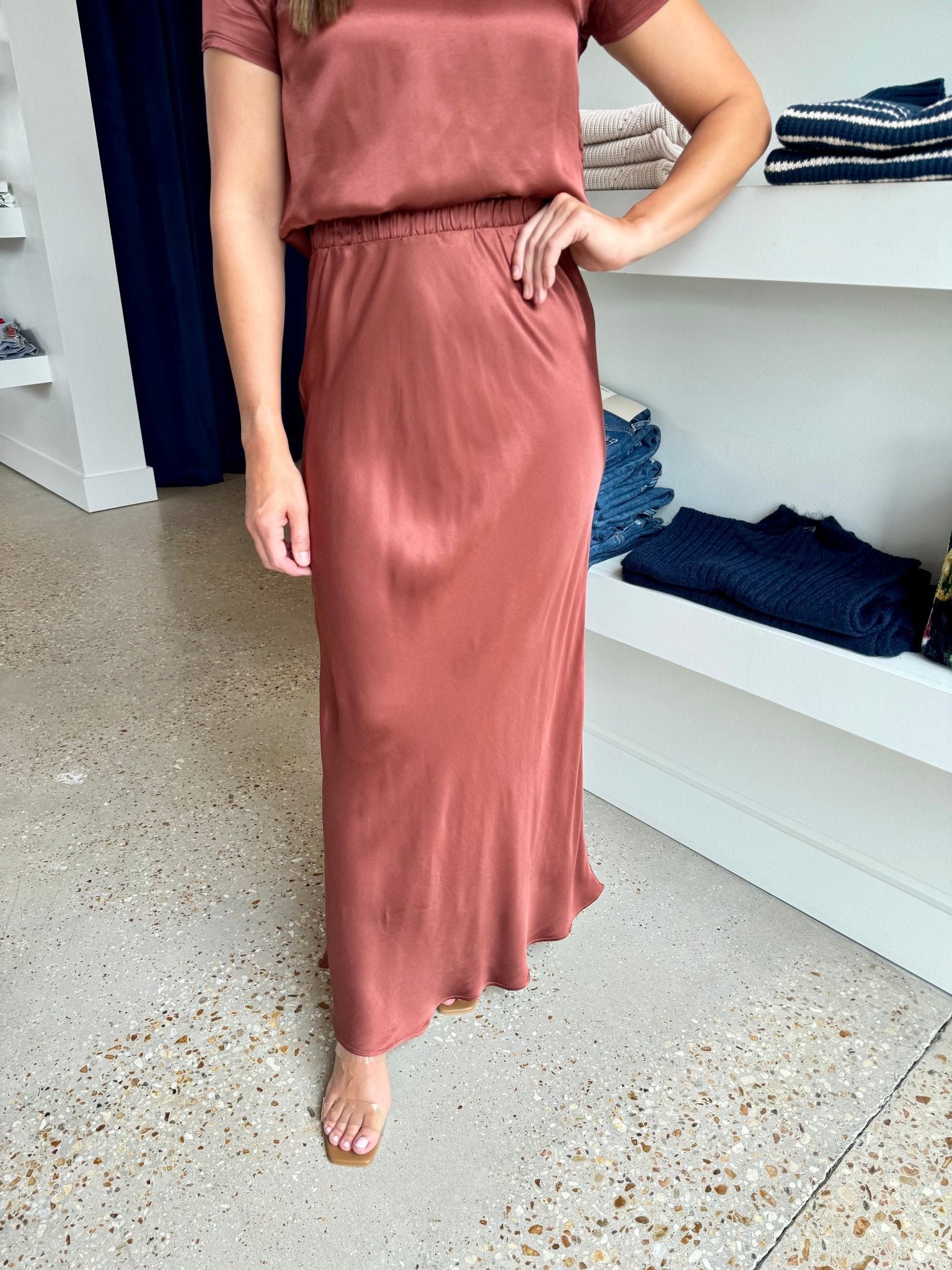 Cinnamon Gaia Bias Cut Maxi - Amor Lafayette