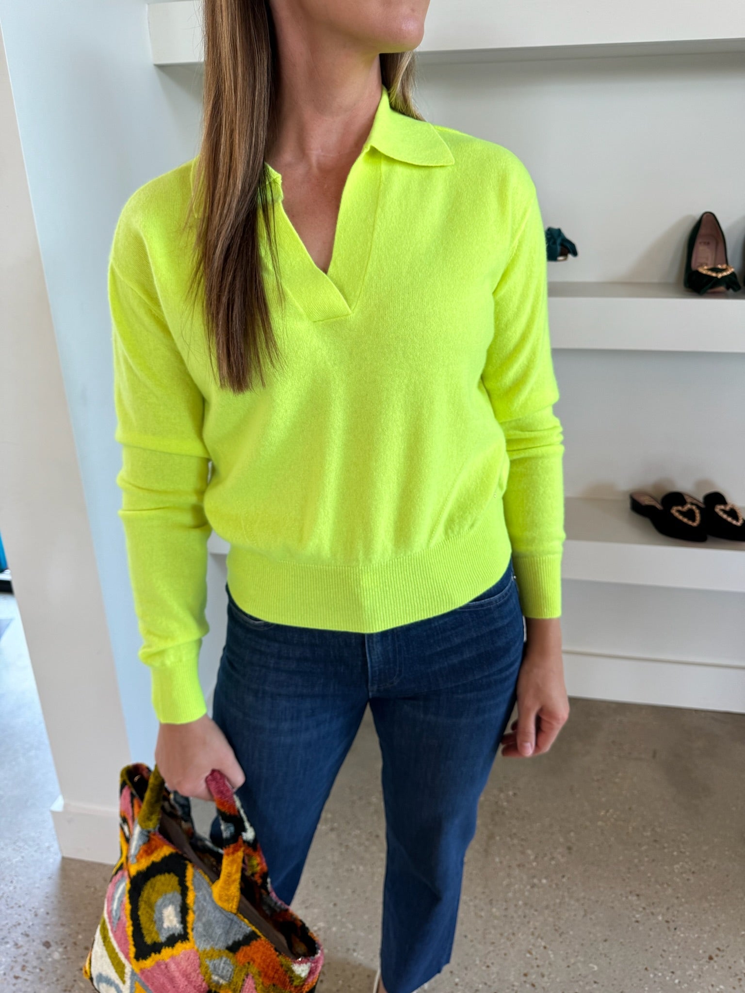 Citrus Punch Polo Collar Sweater - Amor Lafayette