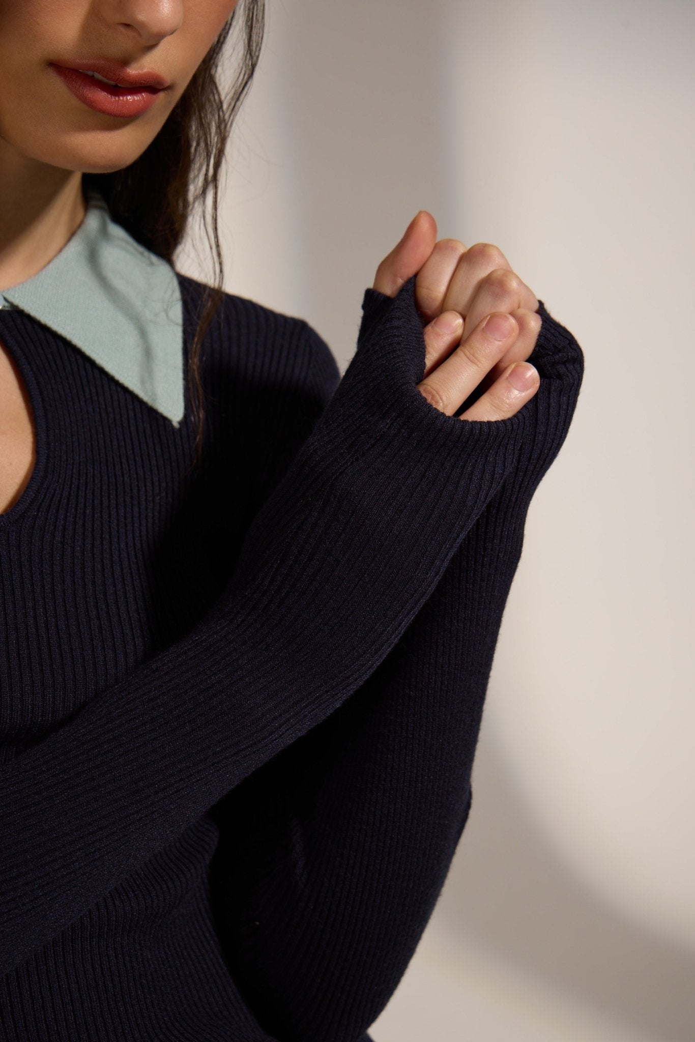 CLASH NAVY KNIT POLO - Amor Lafayette