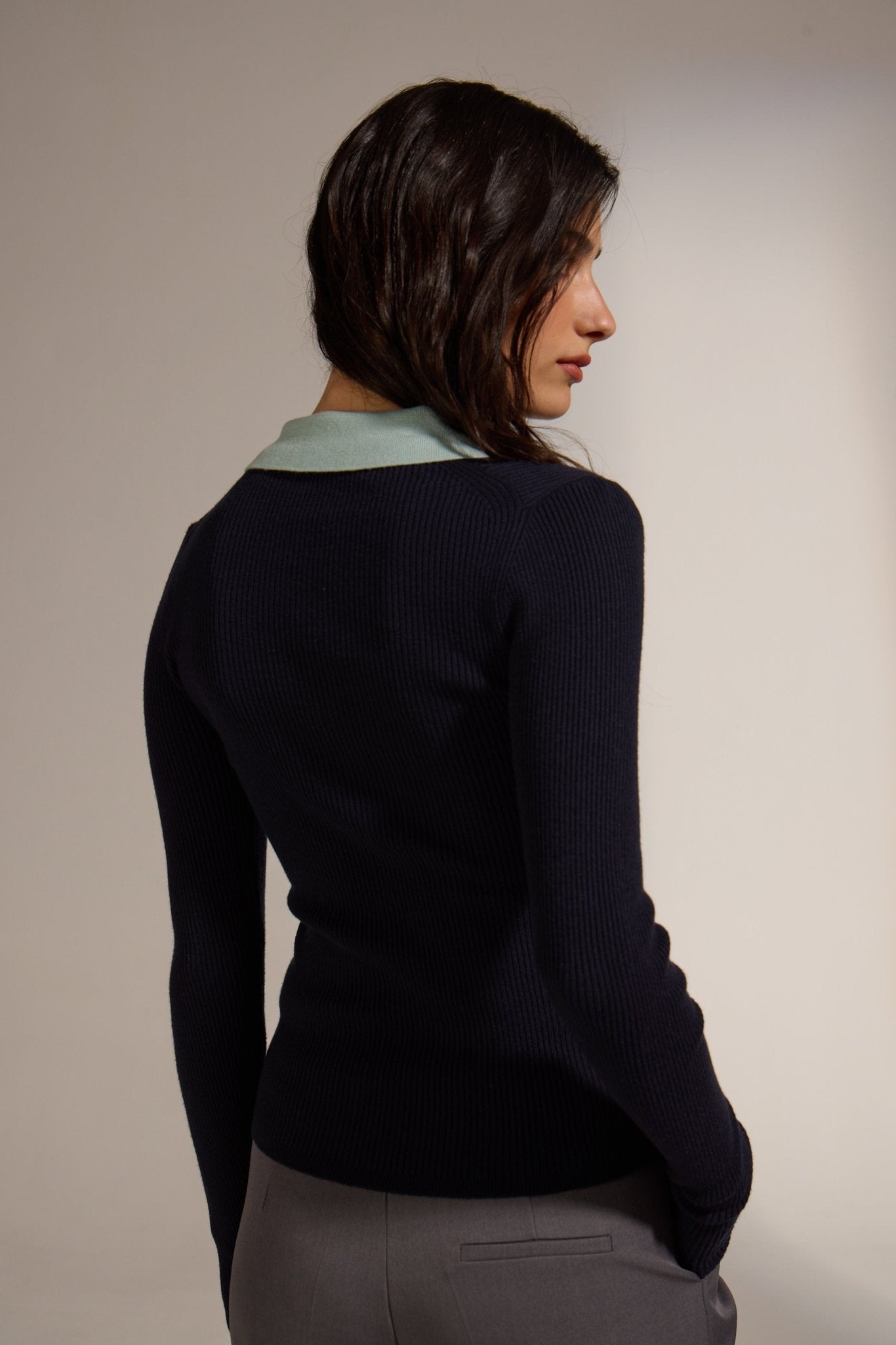 CLASH NAVY KNIT POLO - Amor Lafayette
