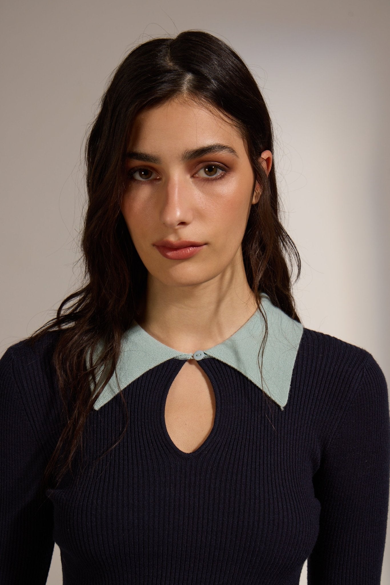 CLASH NAVY KNIT POLO - Amor Lafayette