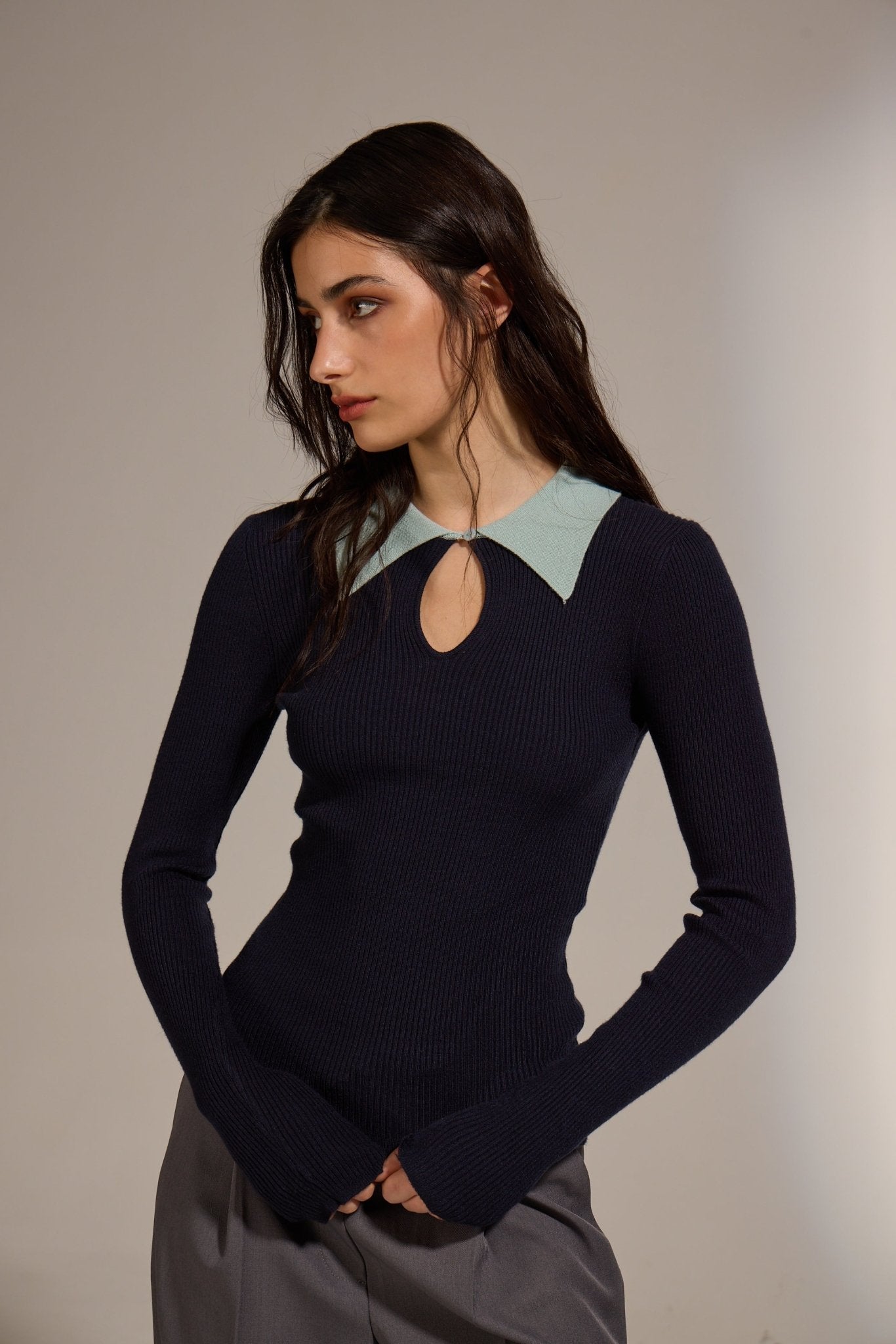 CLASH NAVY KNIT POLO - Amor Lafayette