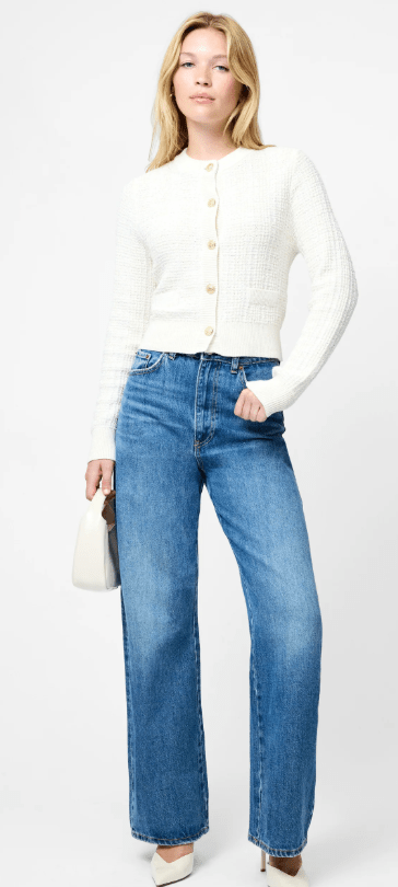 Classic Cream/Gold Lurex Tweed Knit Cardigan - Amor Lafayette