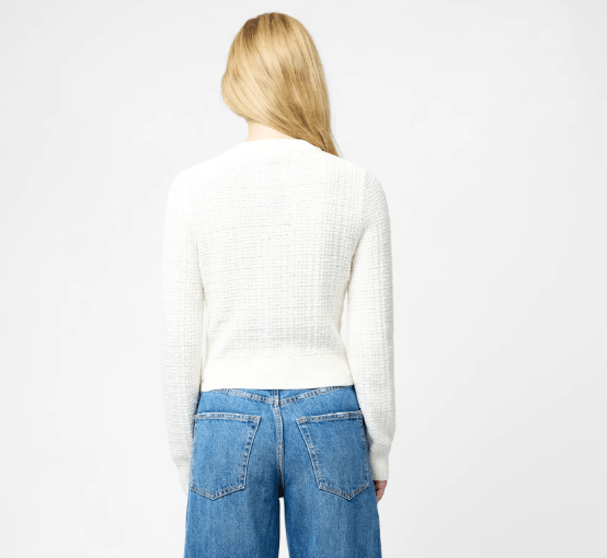 Classic Cream/Gold Lurex Tweed Knit Cardigan - Amor Lafayette