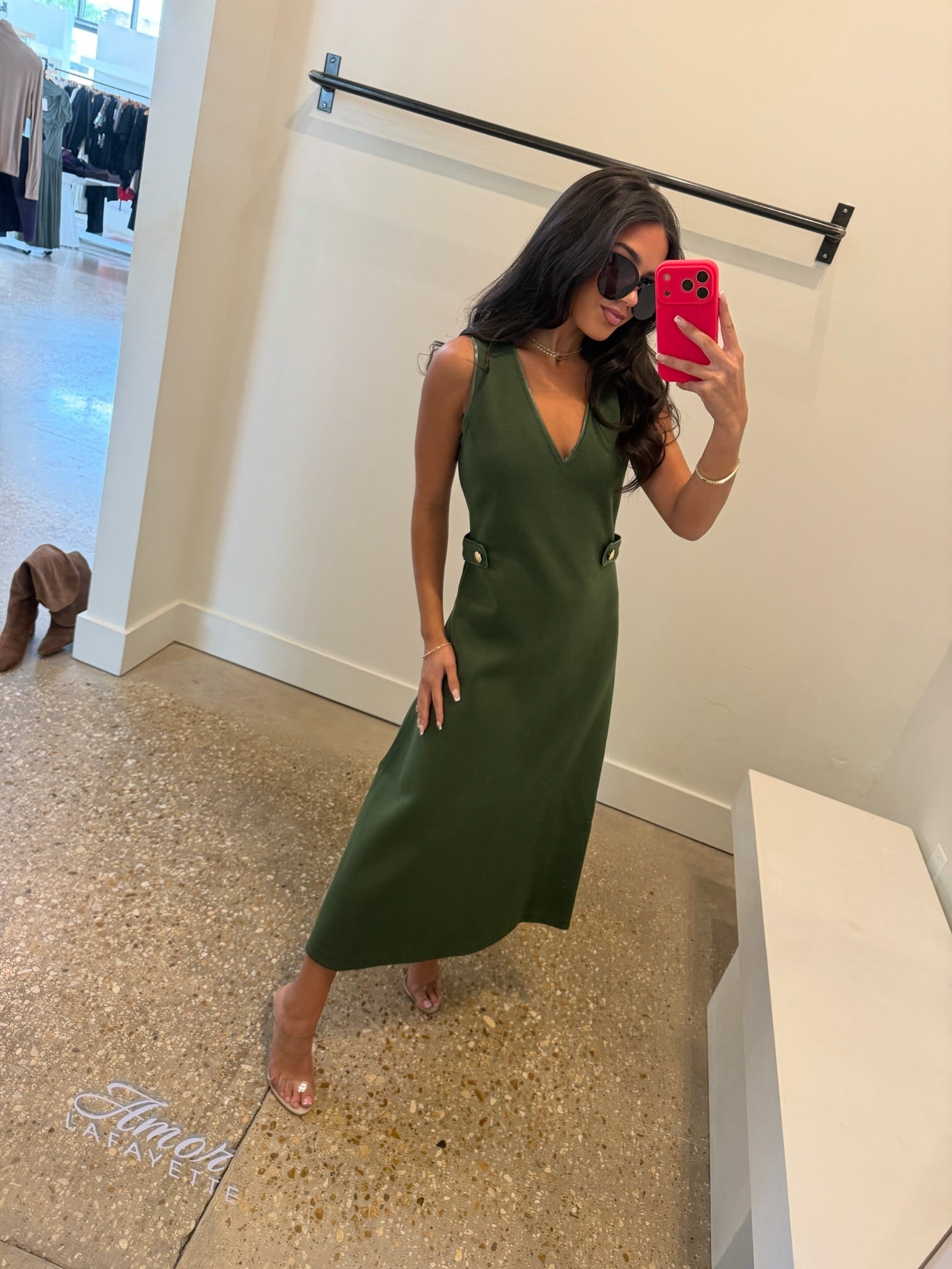 Cleo Dress - Black Forest Stretch Knit - Amor Lafayette