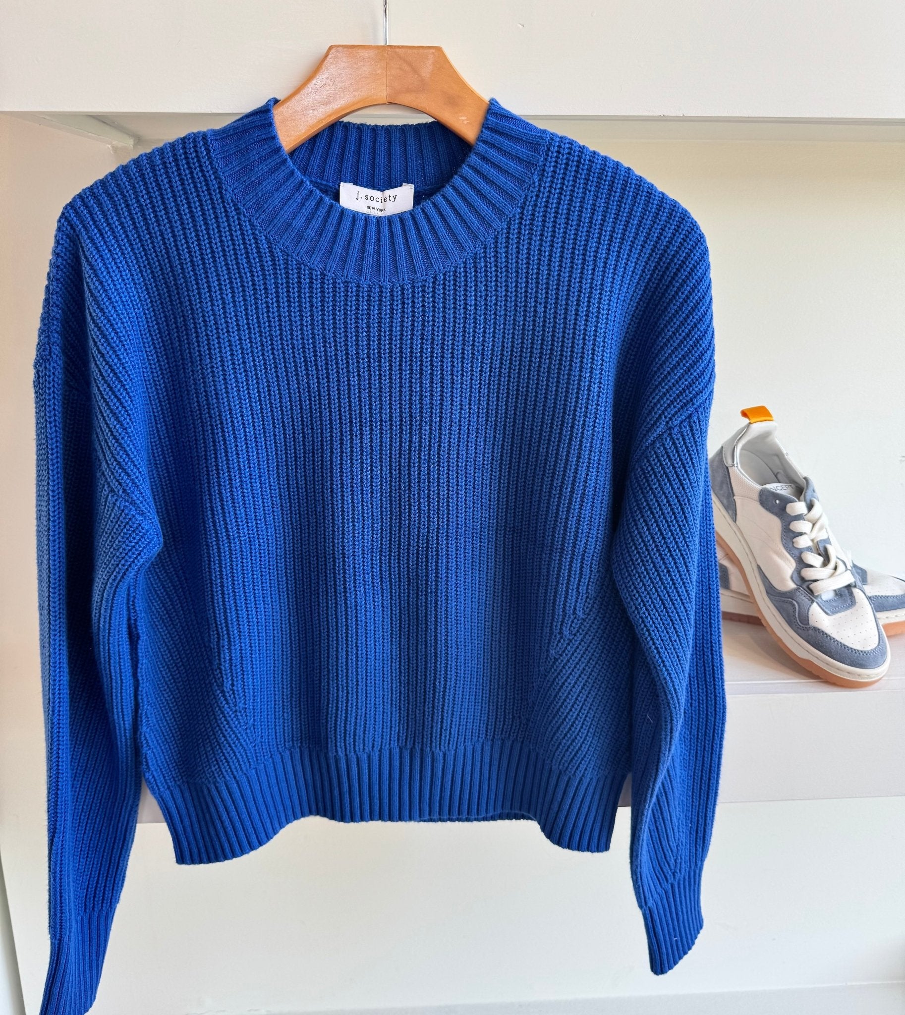 Cobalt Cropped Mock Crew - Amor Lafayette