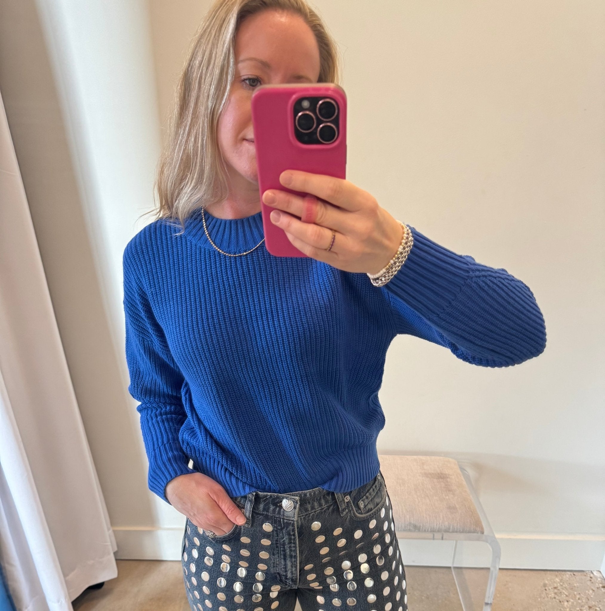 Cobalt Cropped Mock Crew - Amor Lafayette