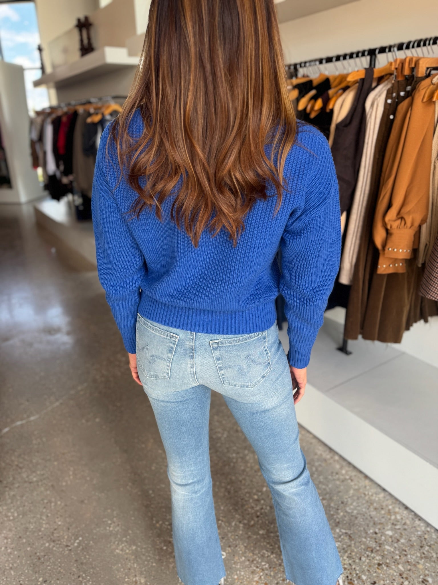 Cobalt Cropped Mock Crew - Amor Lafayette