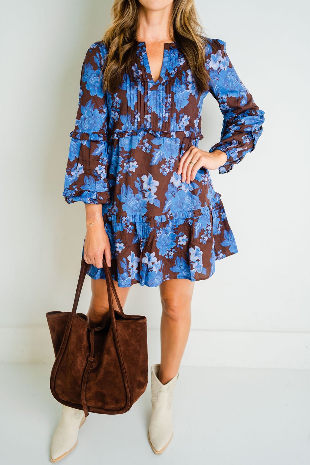 Cobalt Floral Michelle Mini Dress - Amor Lafayette