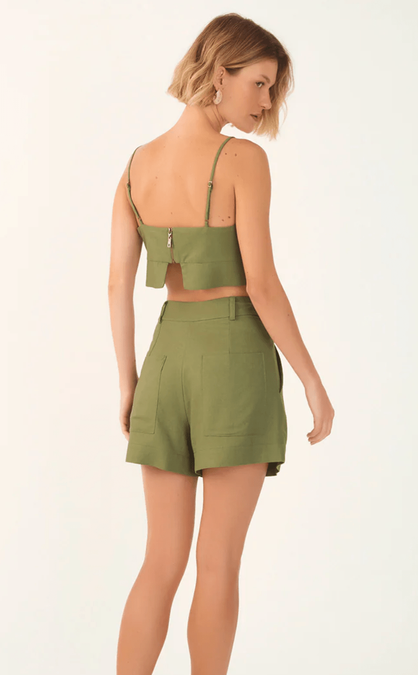 Coconut Green Pleated Shorts - Amor Lafayette