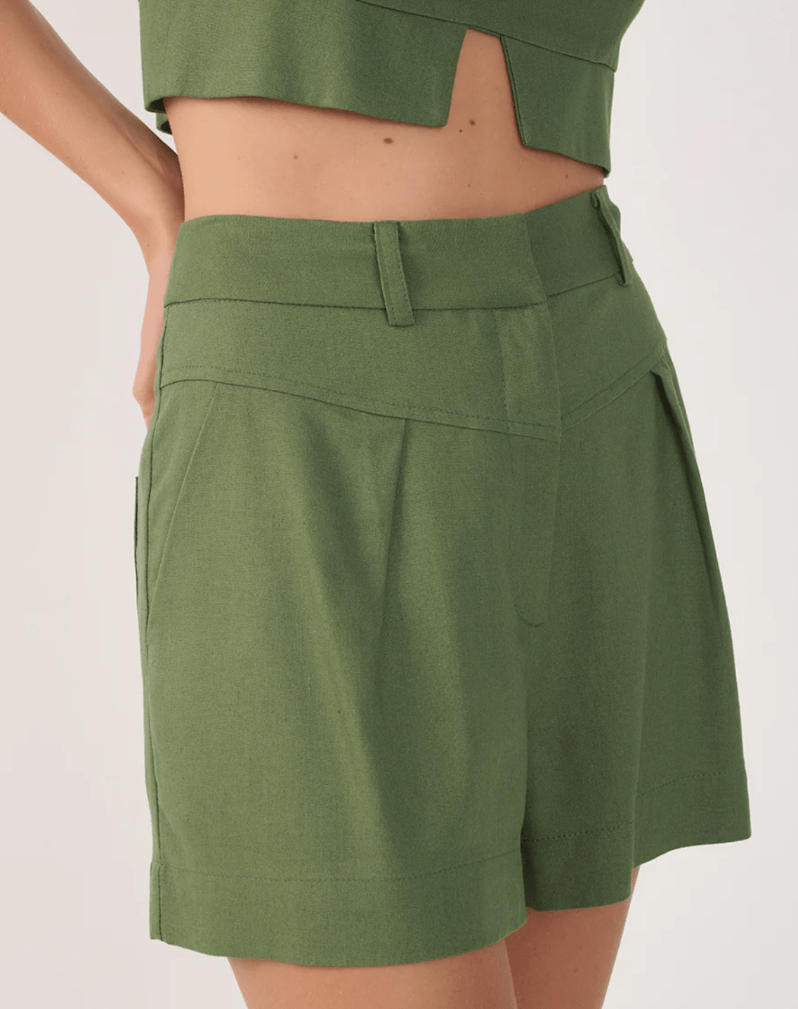 Coconut Green Pleated Shorts - Amor Lafayette