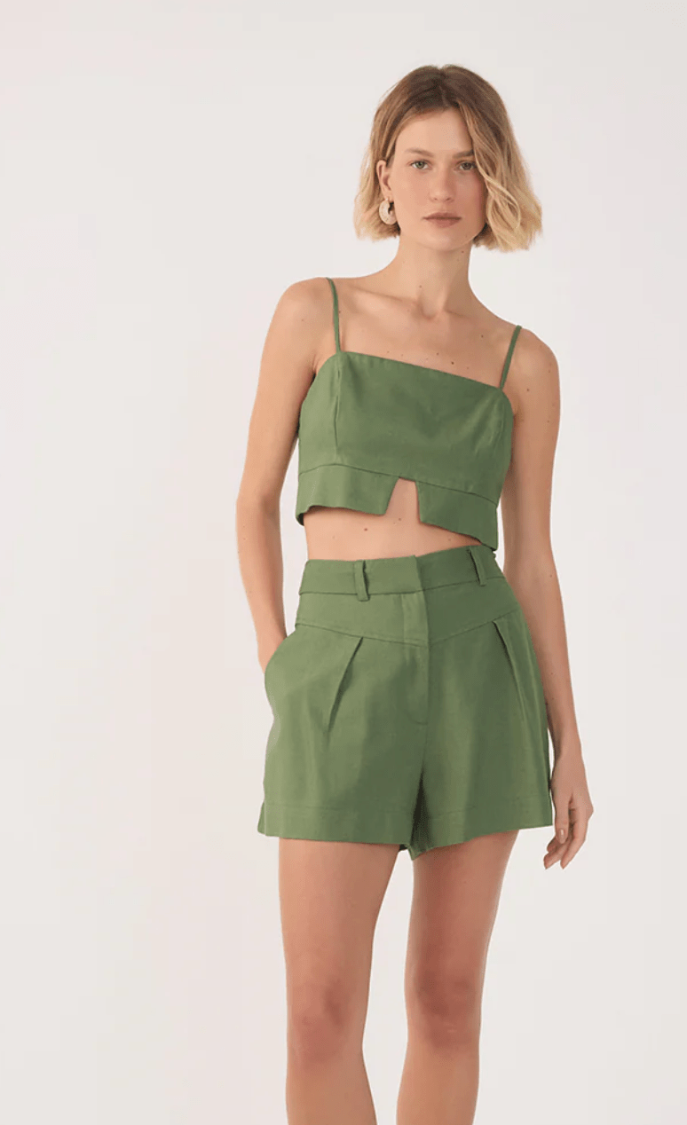 Coconut Green Pleated Shorts - Amor Lafayette