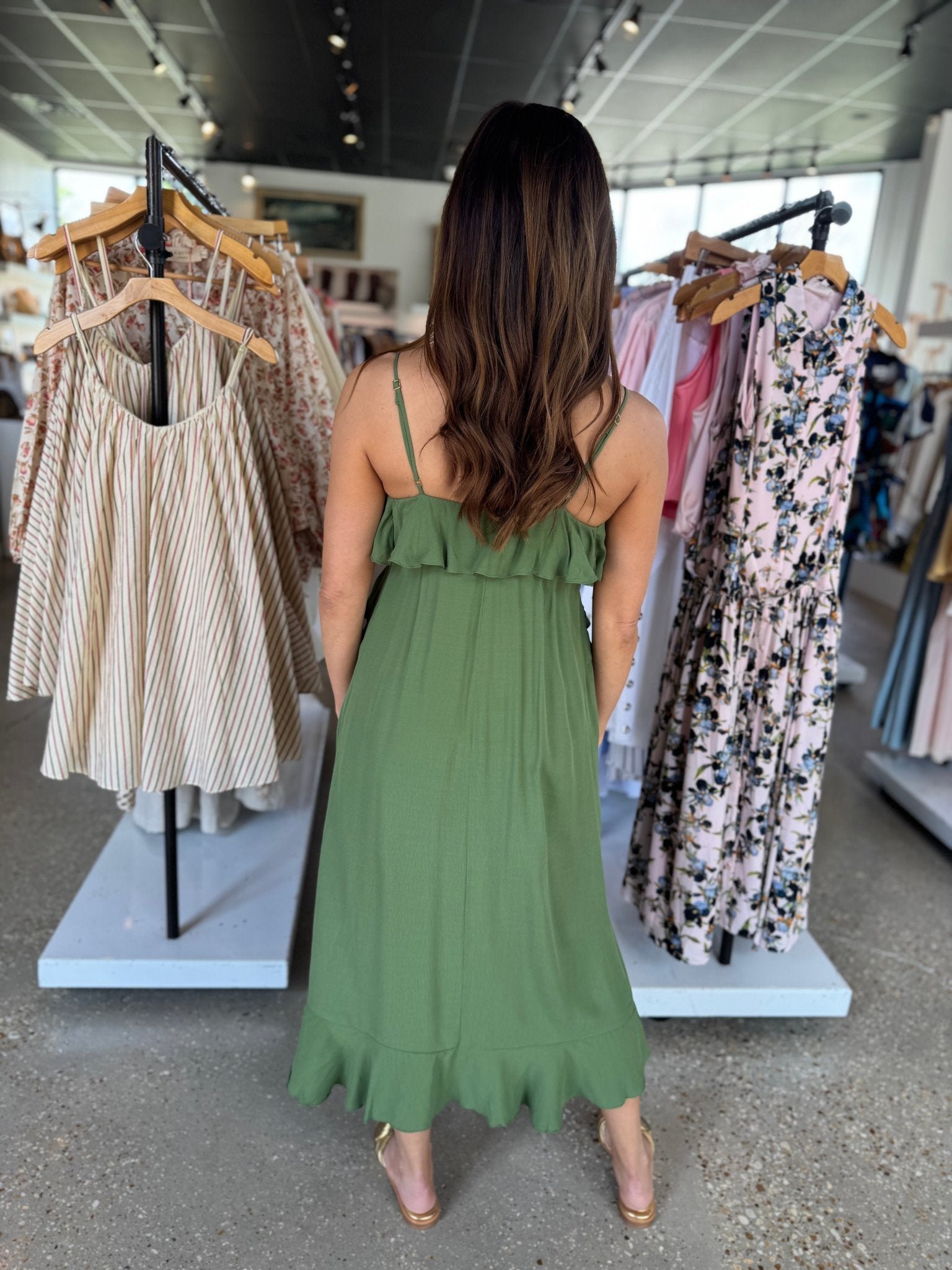 Coconut Green Ruffle Detail Tunic - Amor Lafayette