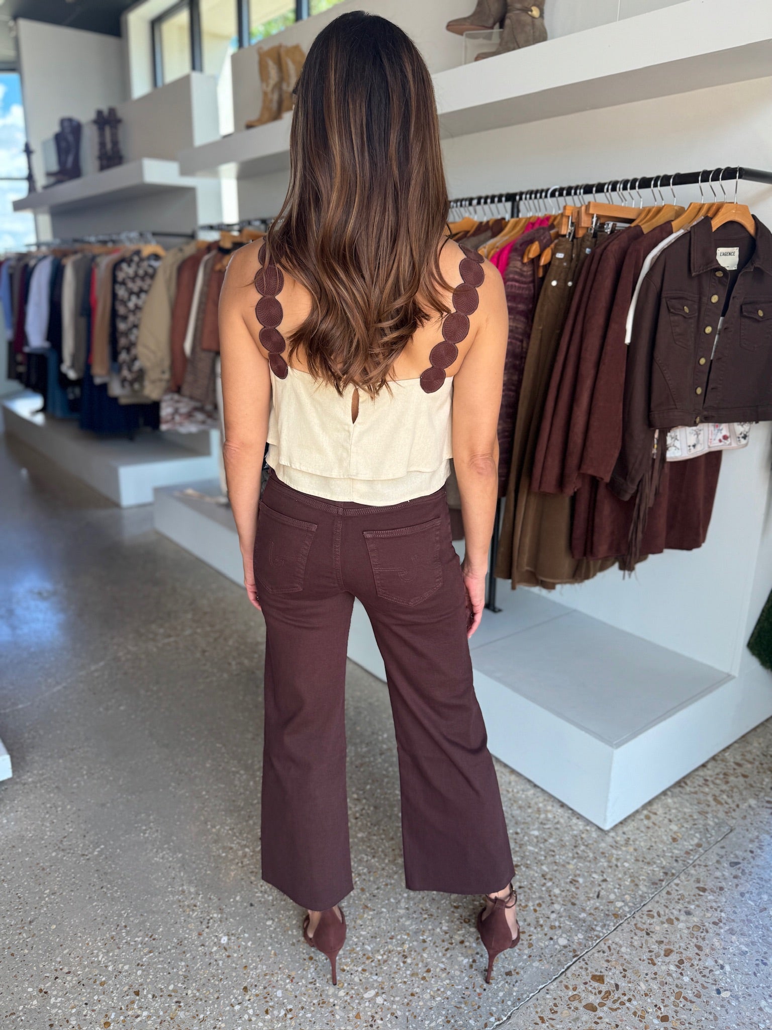 Coffee Bean Saige Wide Leg Crop - Amor Lafayette
