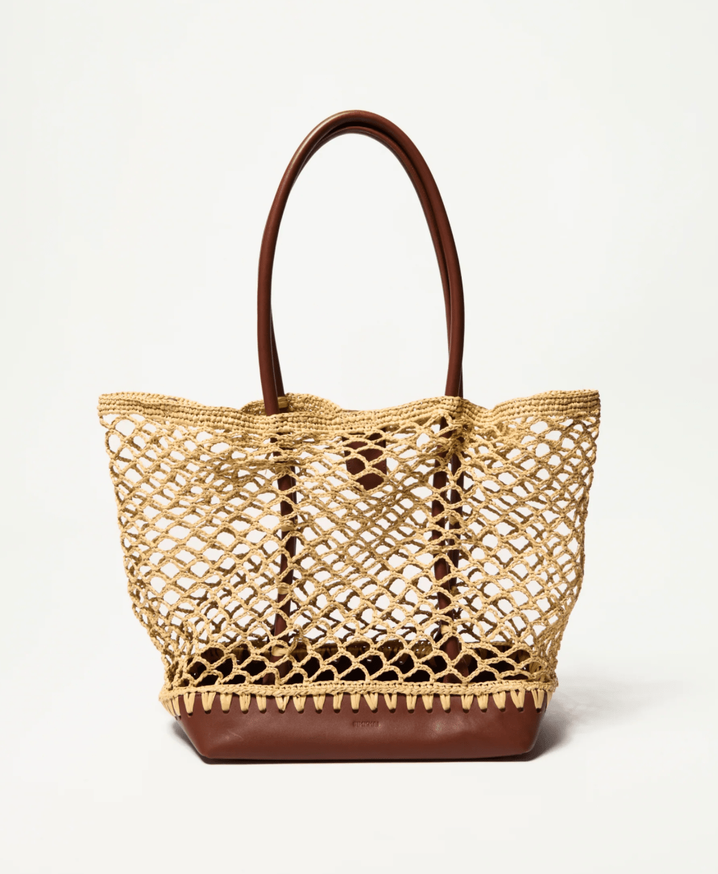 Cognac Natural Caspian Raffia Combo Tote - Amor Lafayette