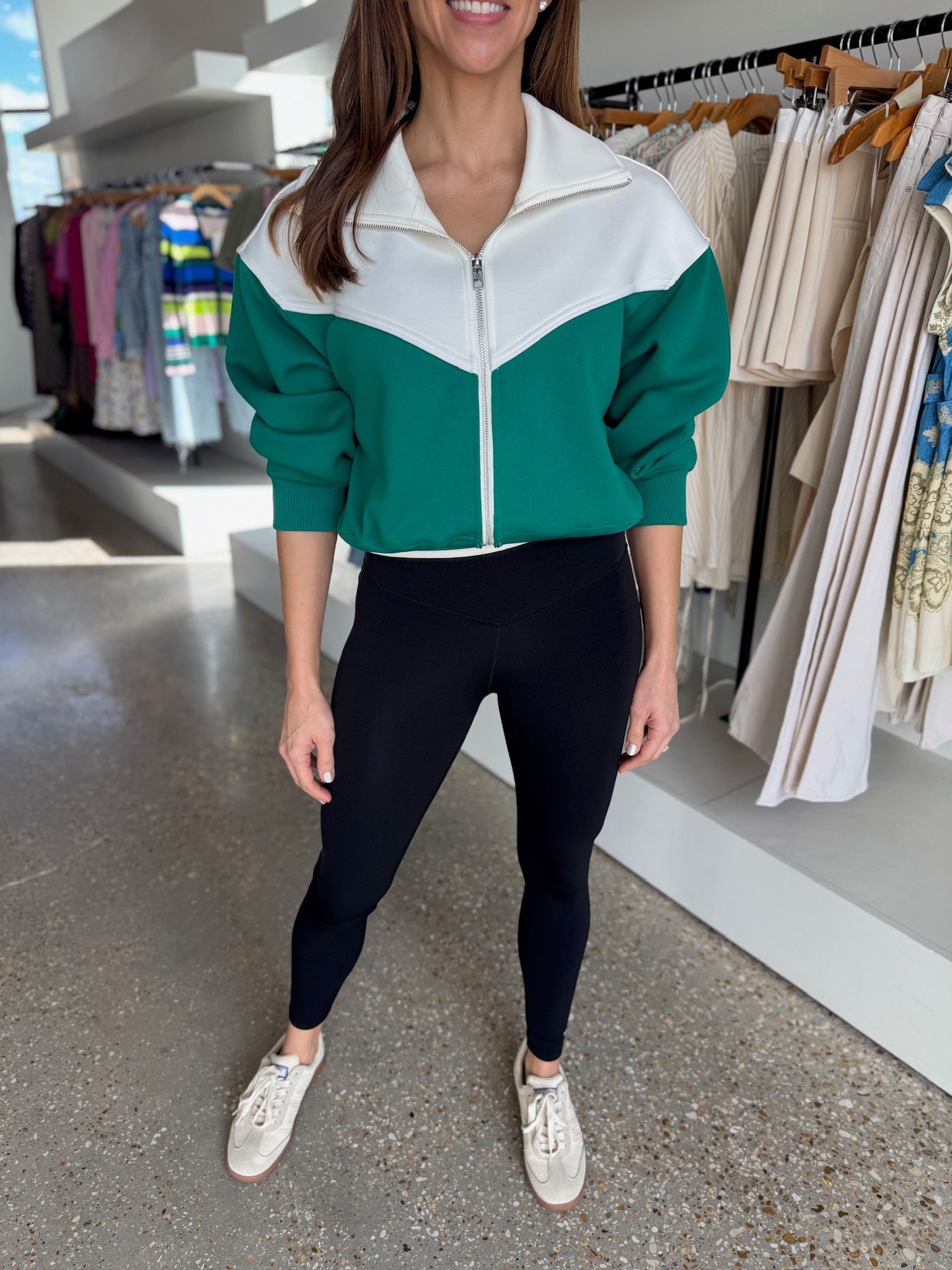 College Green/Whisper White Triumph Jacket - Amor Lafayette