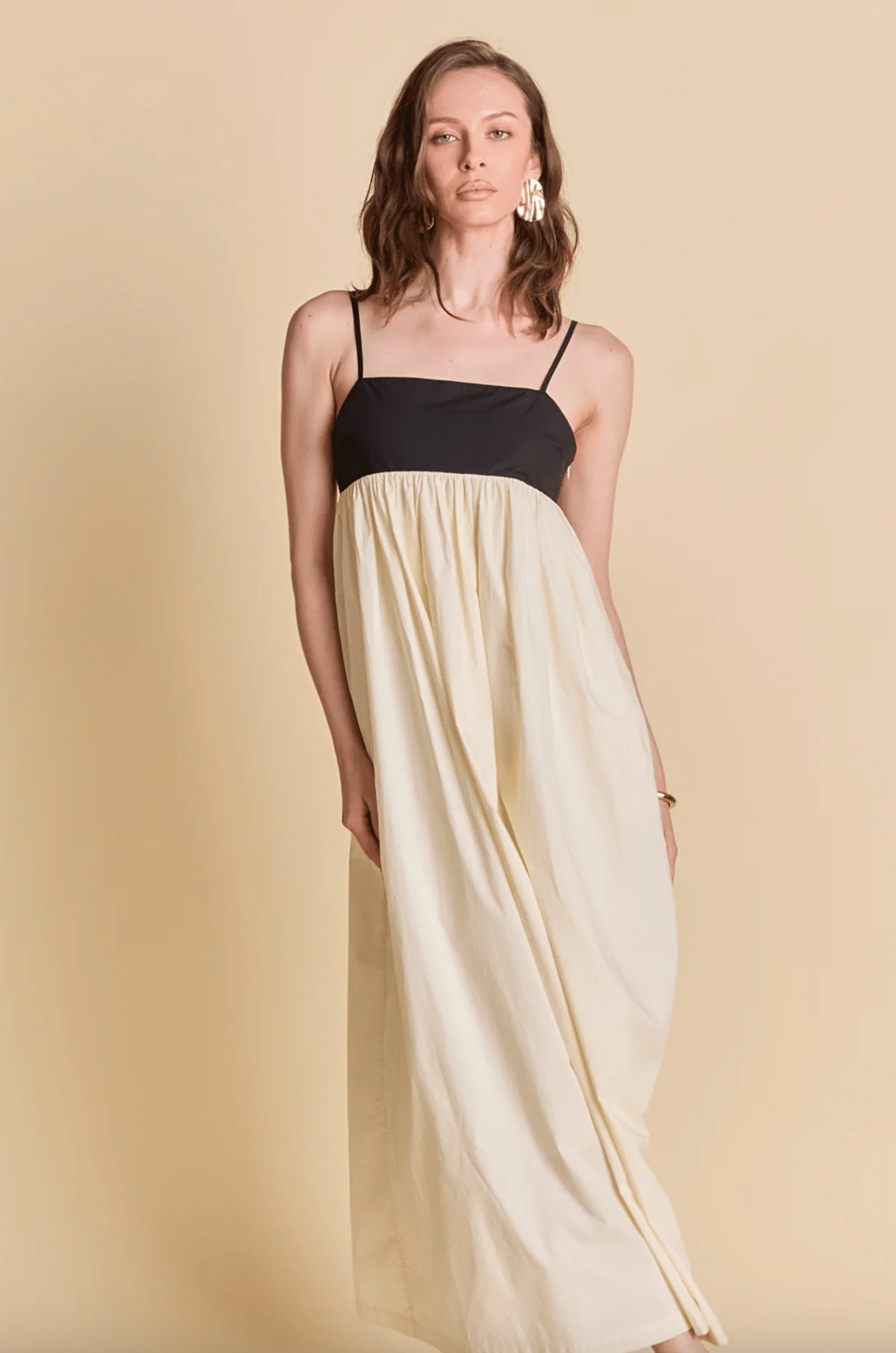 Colorblock Beige/Black Maxi Dress - Amor Lafayette