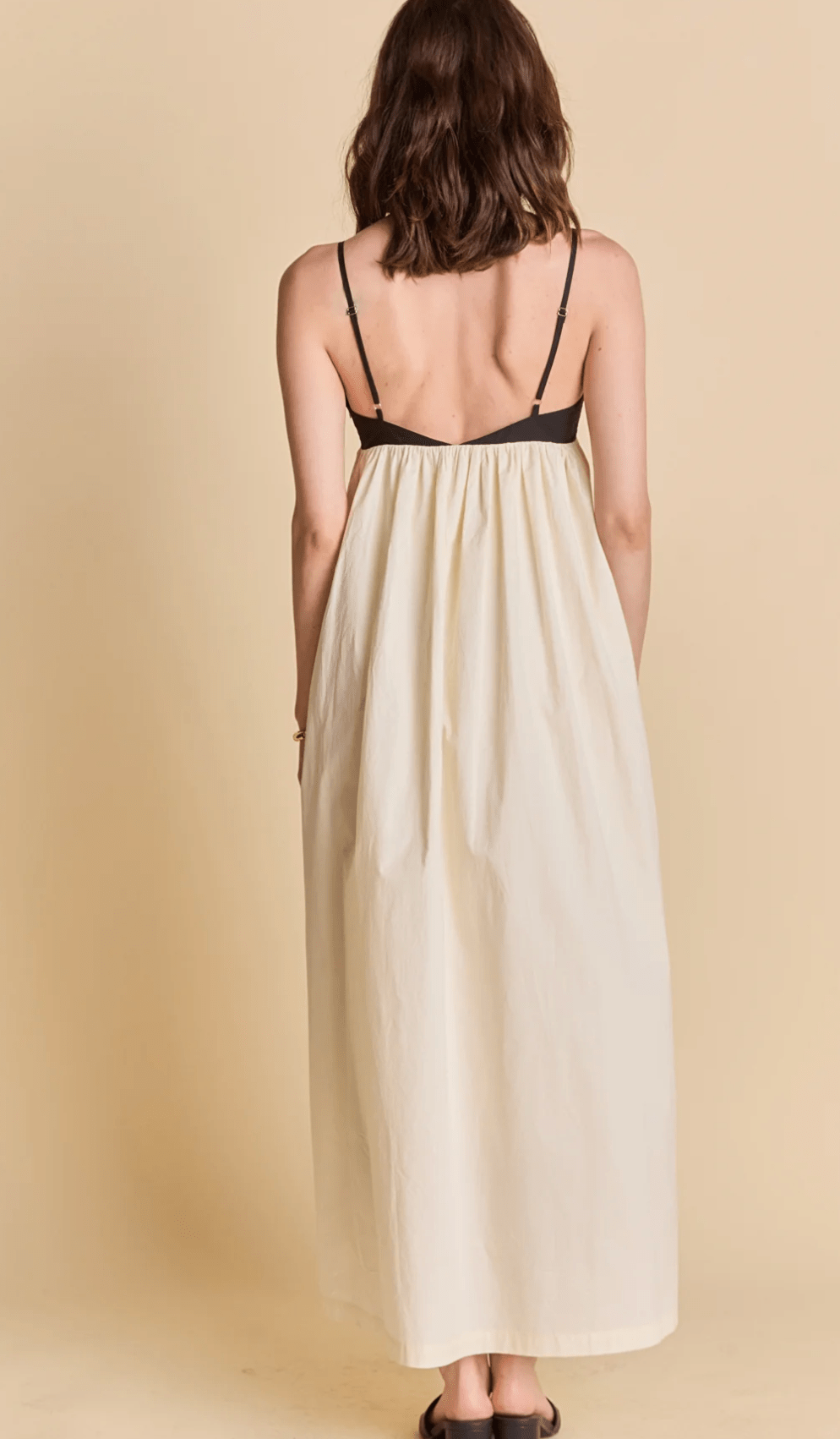 Colorblock Beige/Black Maxi Dress - Amor Lafayette