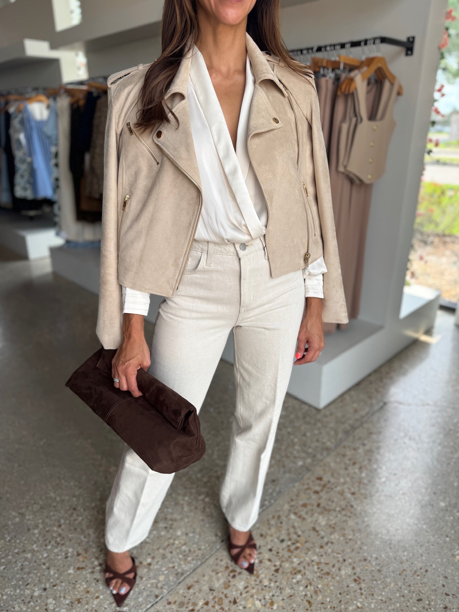 COSITA VEGAN SUEDE MOTO JACKET - Amor Lafayette