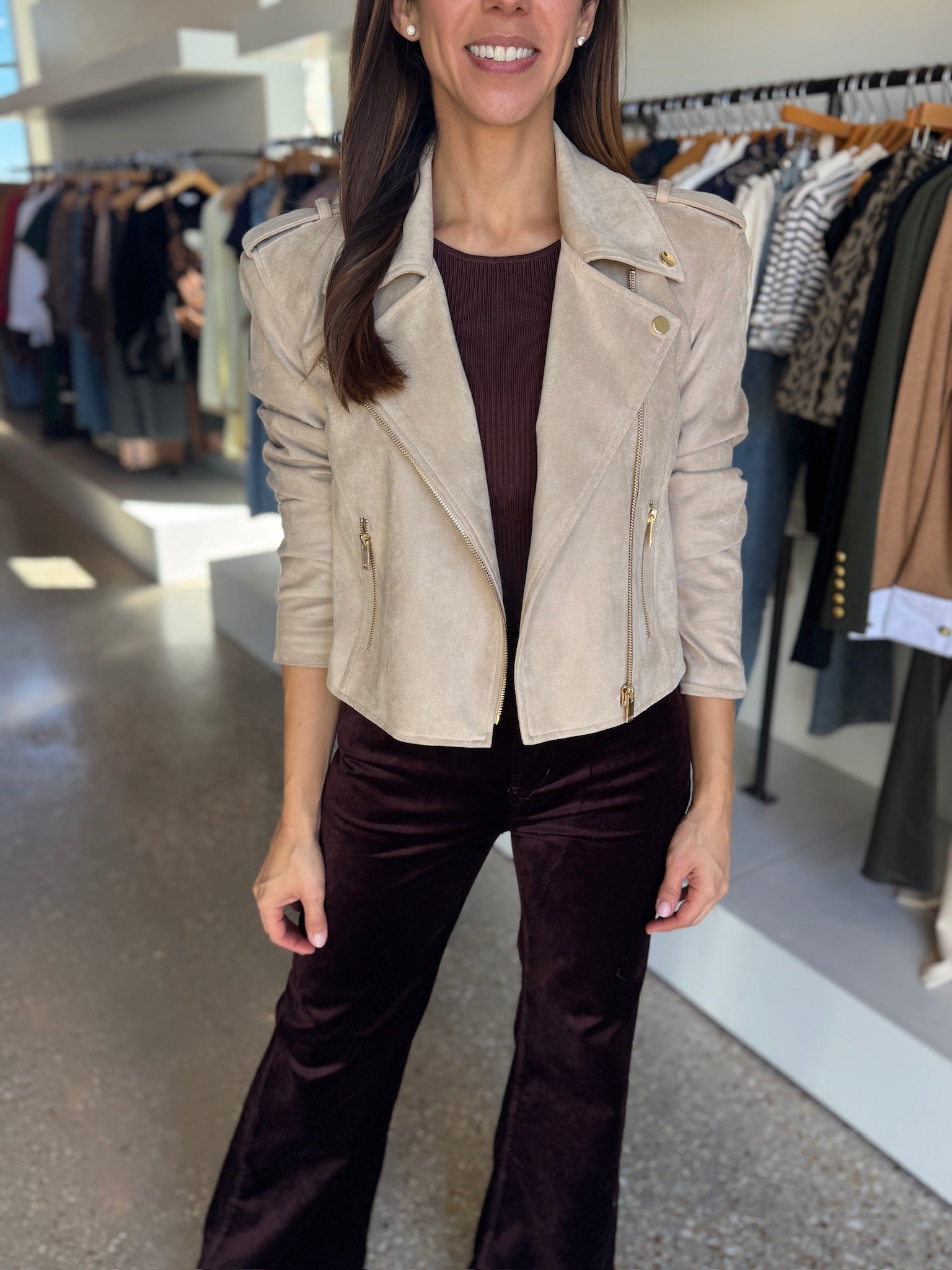 COSITA VEGAN SUEDE MOTO JACKET - Amor Lafayette