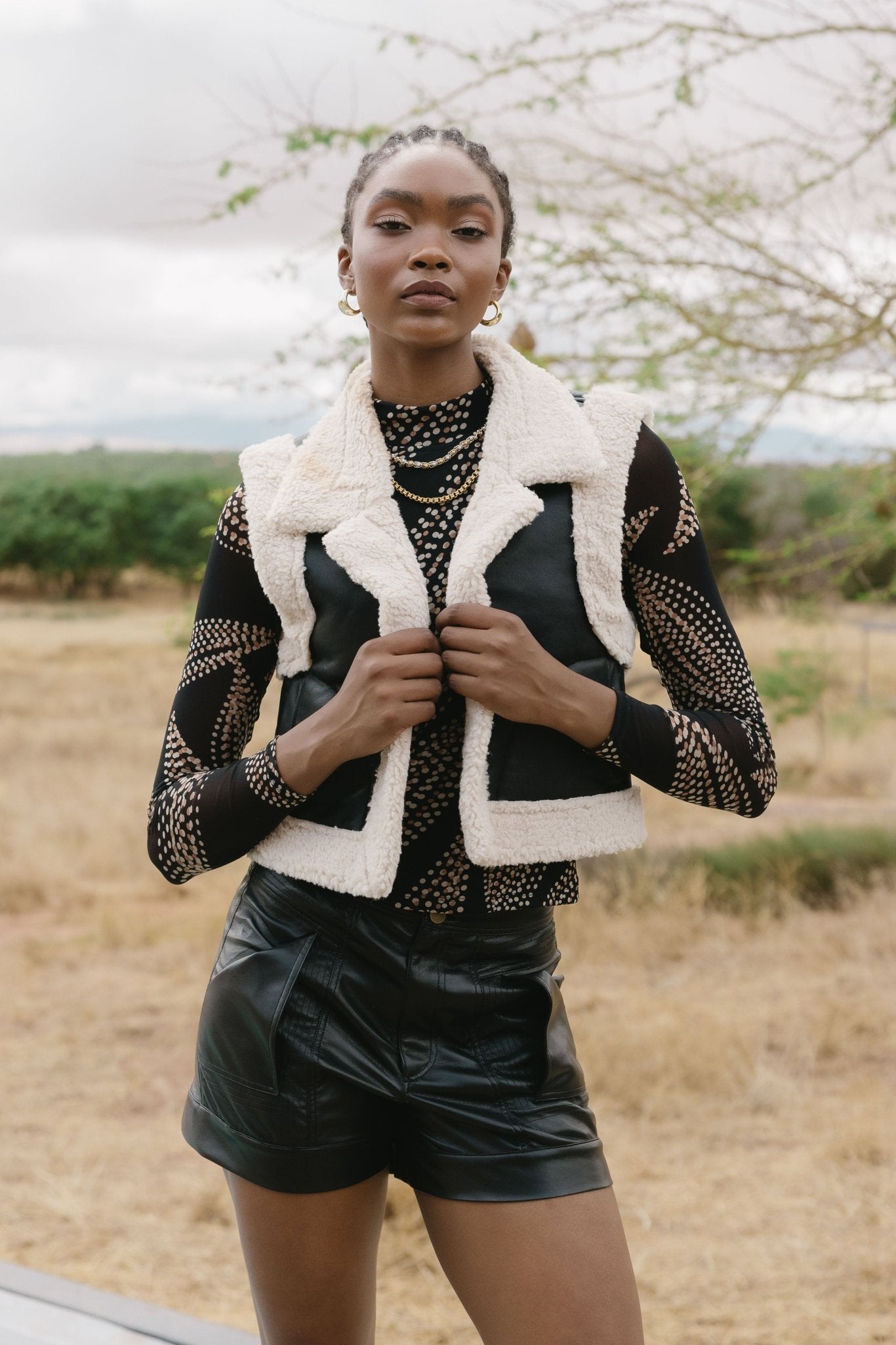 Cove Vest in Cream / Black - Amor Lafayette