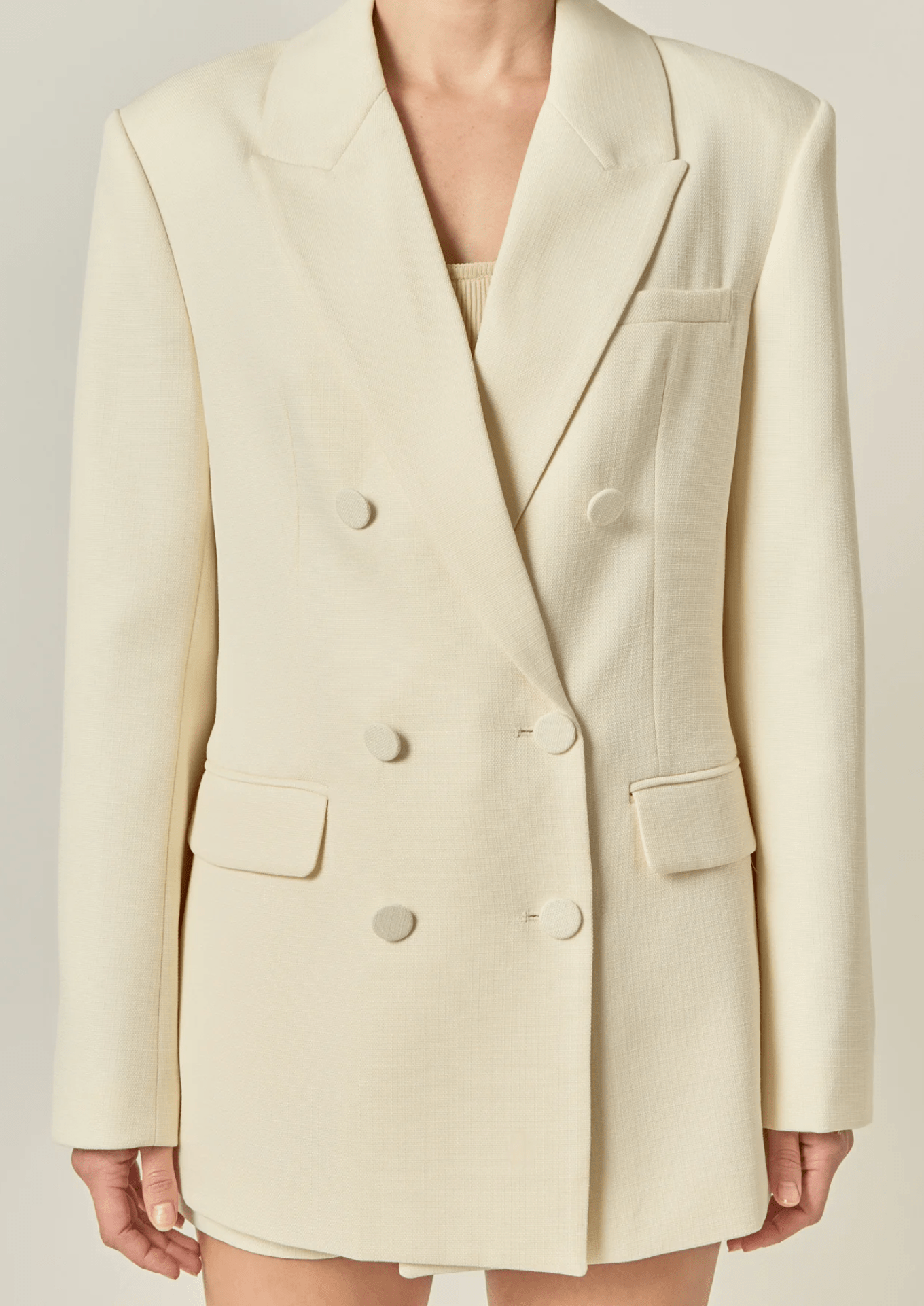 Cream Double Breasted Jacket - Amor Lafayette