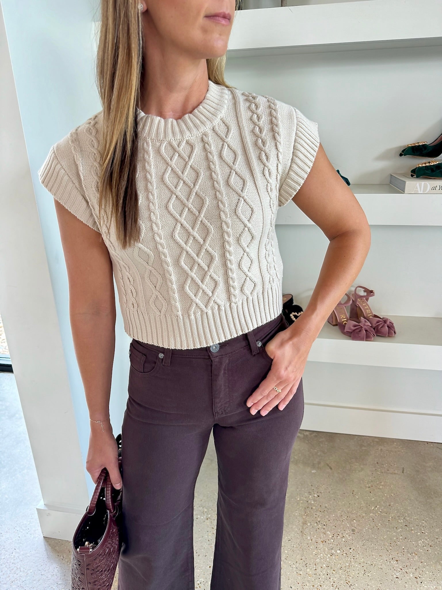 Cream Gigi Sweater Vest - Amor Lafayette