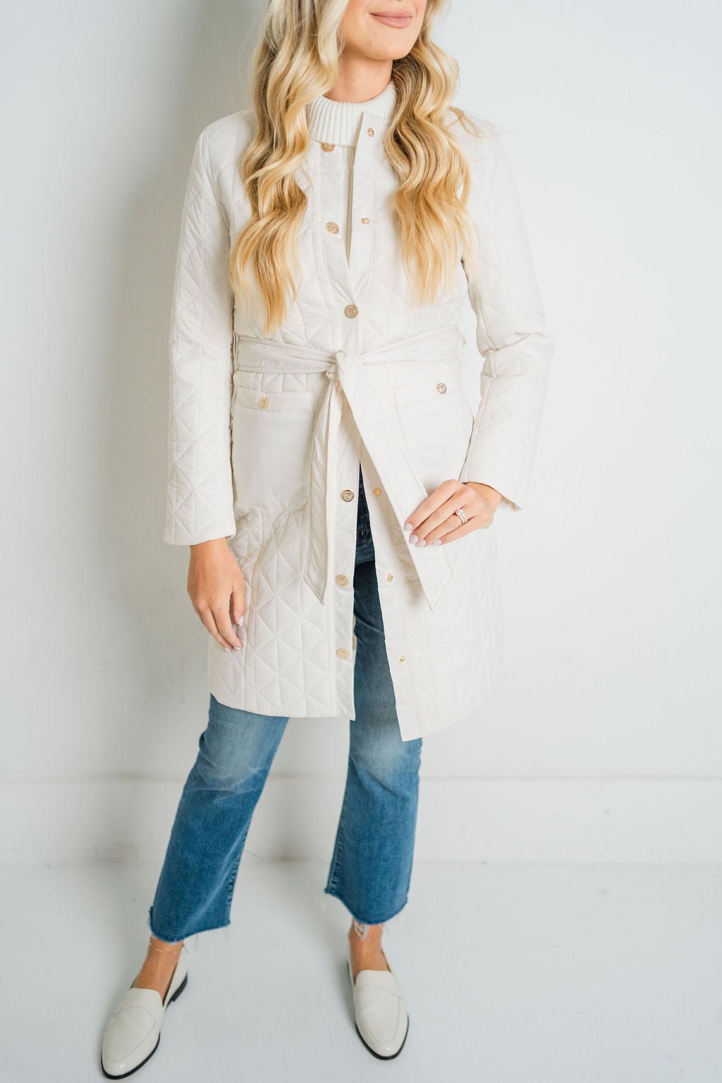 Cream Jackie Belted Coat - Amor Lafayette