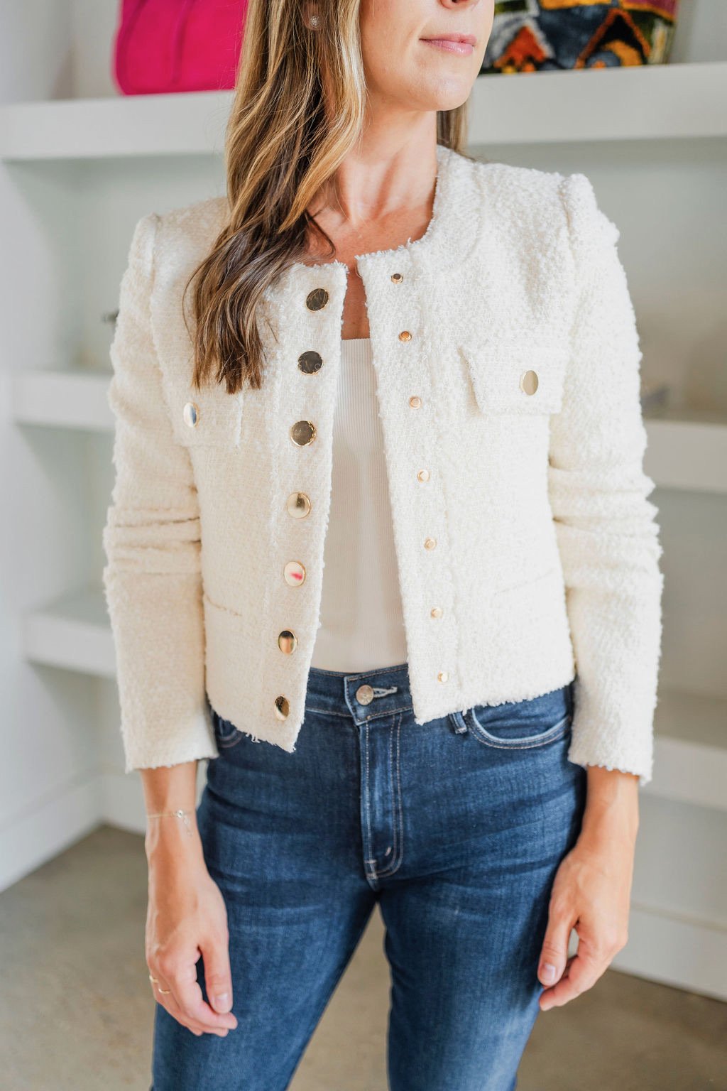 Cream Kennedi Tweed Jacket - Amor Lafayette