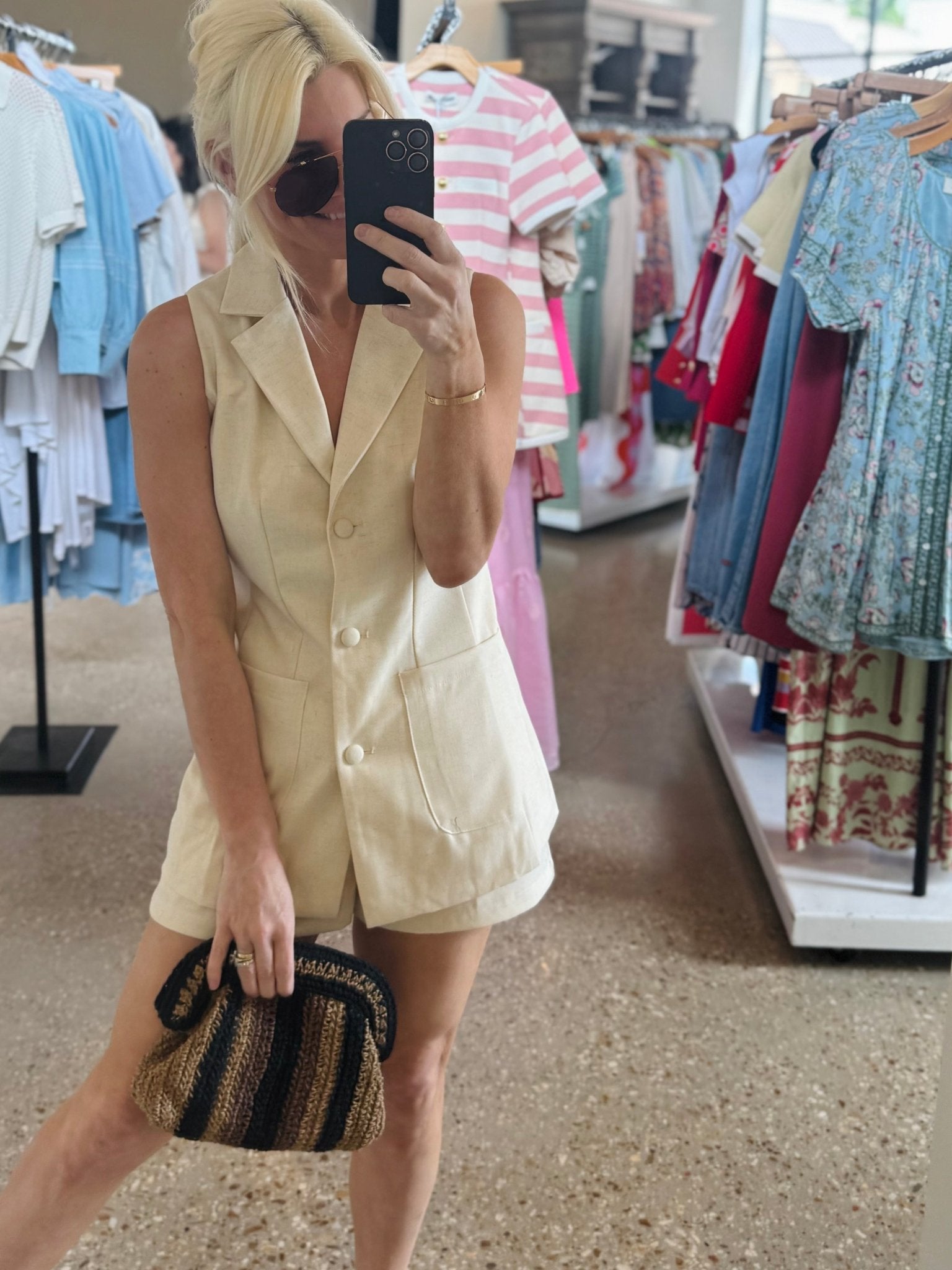 Cream Mariana Blazer Vest - Amor Lafayette