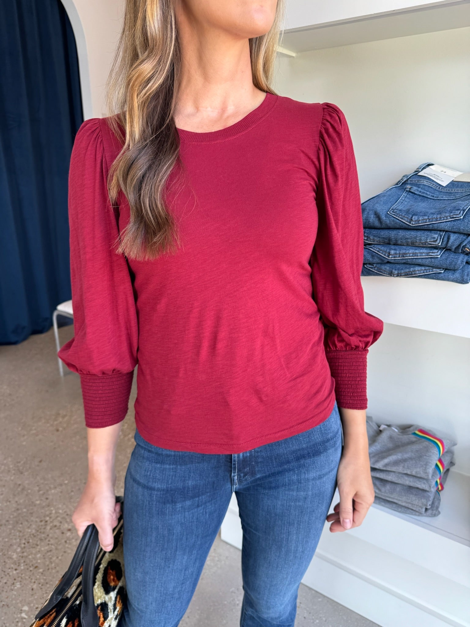 Danish Red Loren Peasant Tee - Amor Lafayette