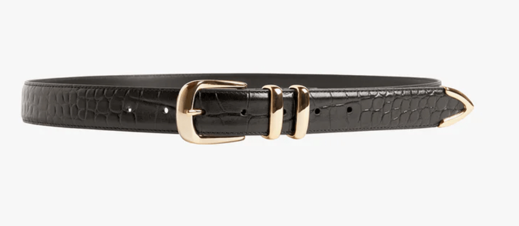 Dark Brown/Gold Croc Jordan Belt - Amor Lafayette