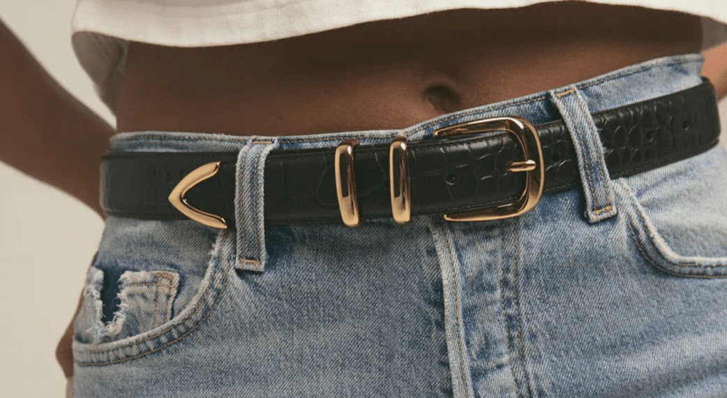 Dark Brown/Gold Croc Jordan Belt - Amor Lafayette