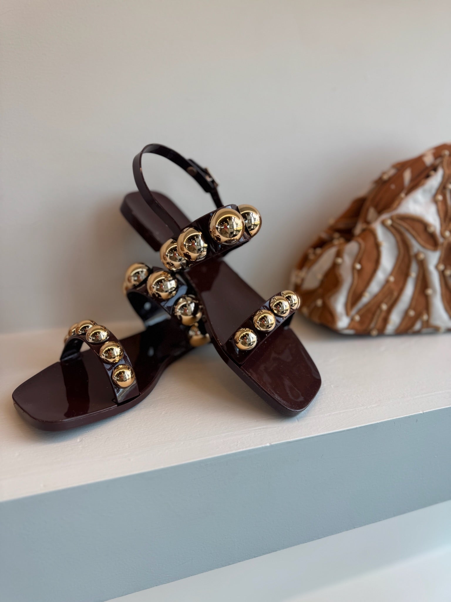 Dark Brown/Gold Gum - Drop Sandal - Amor Lafayette