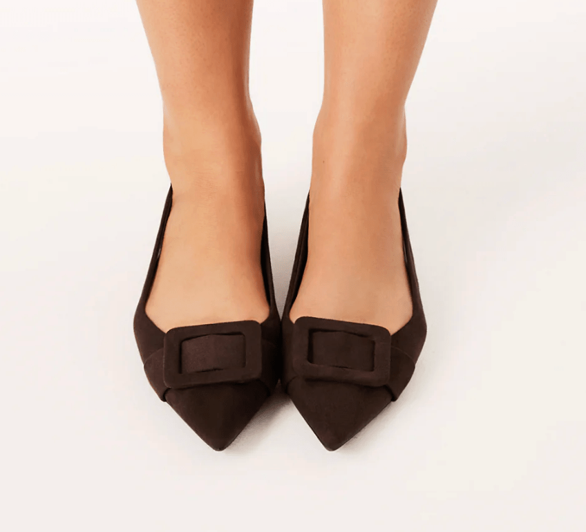 Dark Cacao Suede Morwenna Flat - Amor Lafayette