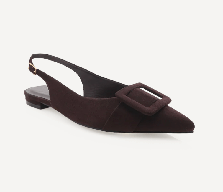 Dark Cacao Suede Morwenna Flat - Amor Lafayette