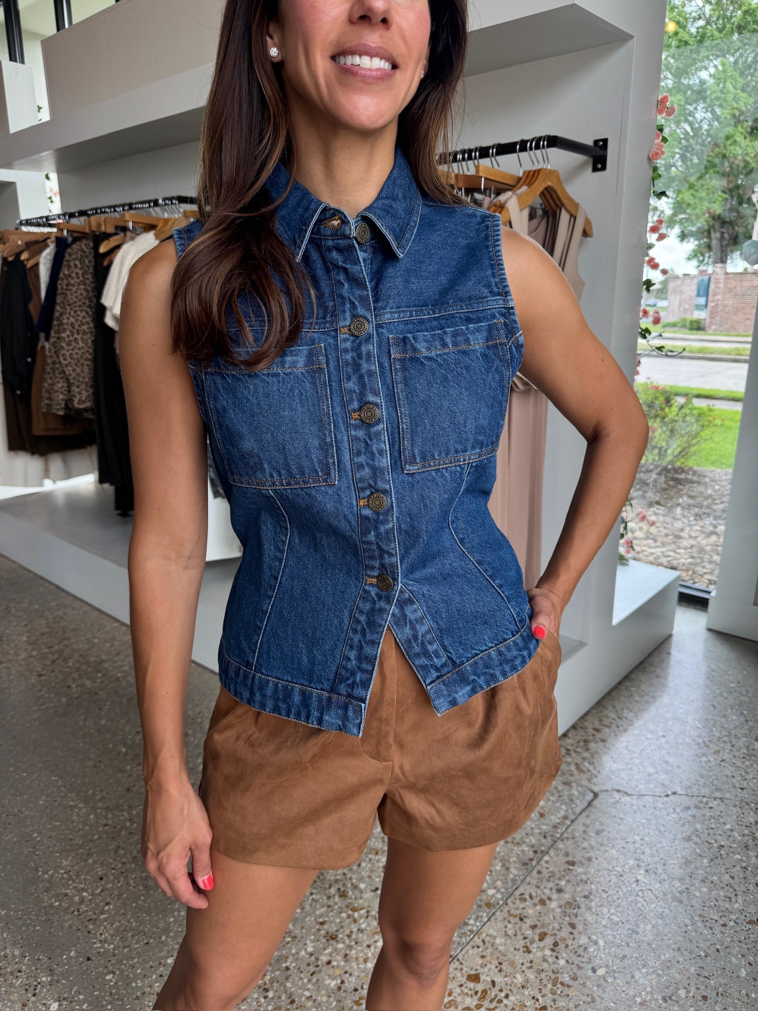 Dark Denim Franka Vest - Amor Lafayette