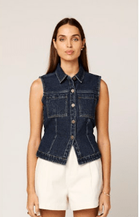 Dark Denim Franka Vest - Amor Lafayette