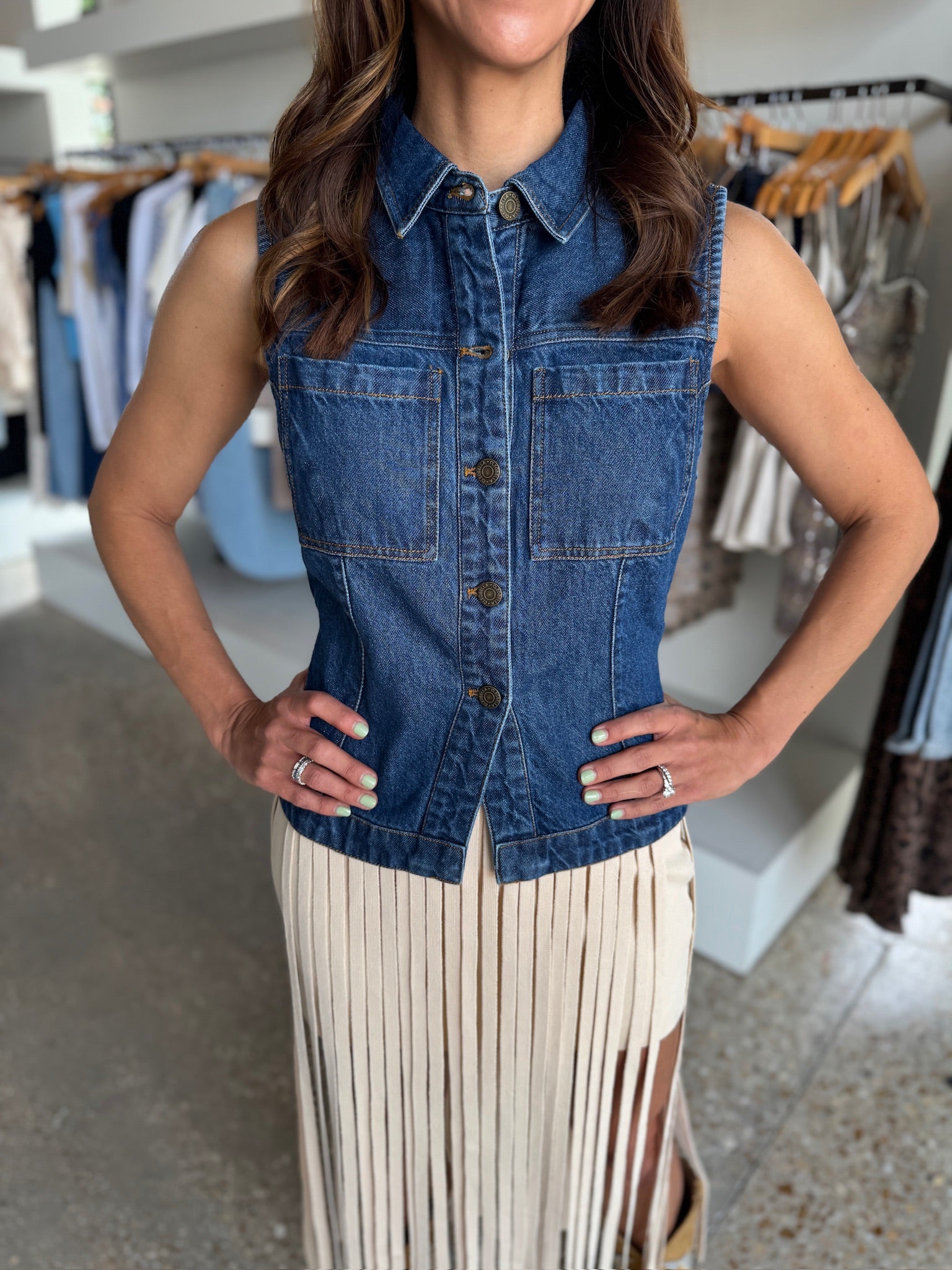 Dark Denim Franka Vest - Amor Lafayette