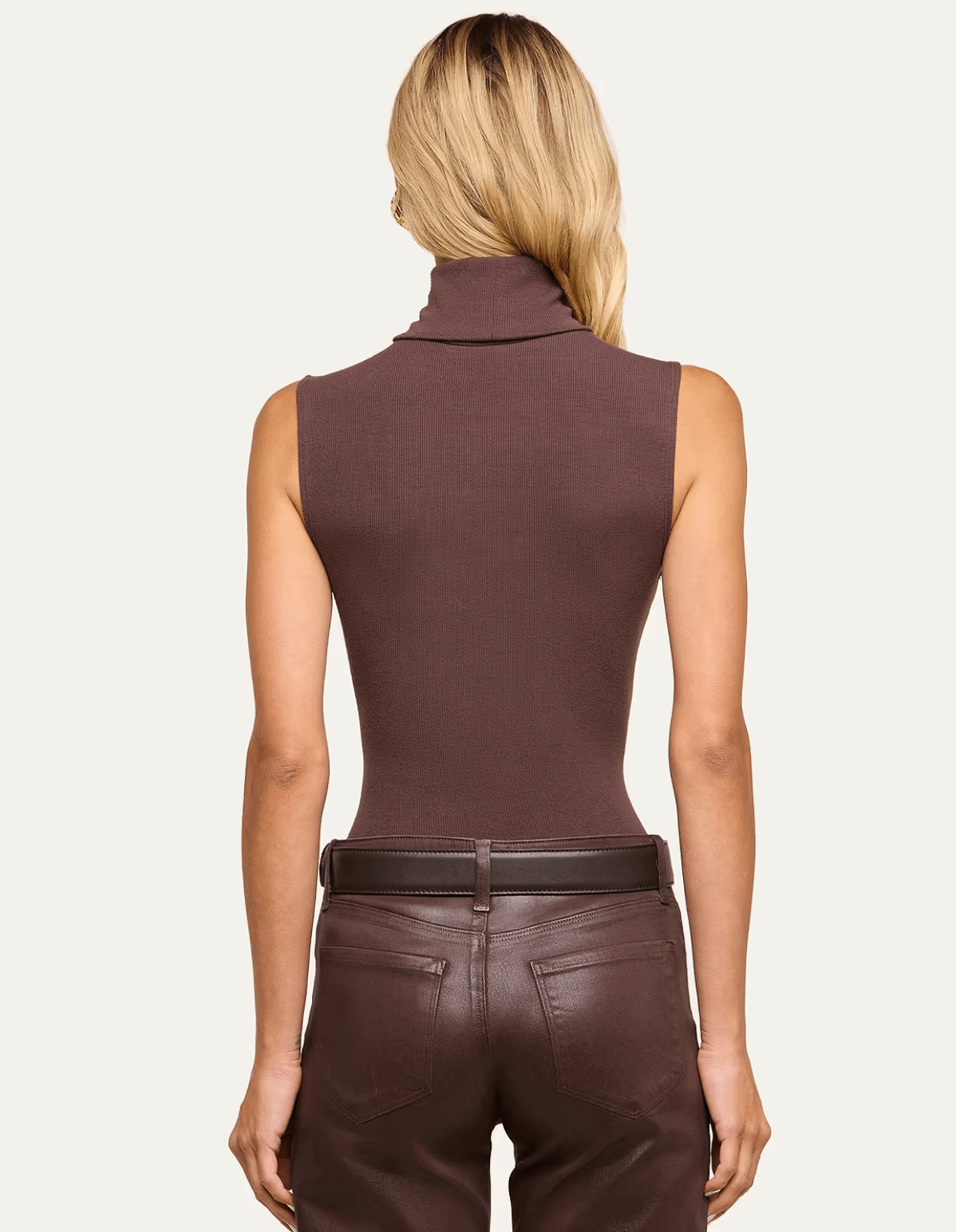 DARK JAVA/GOLD CECI SLEEVELESS TURTLE NECK - Amor Lafayette