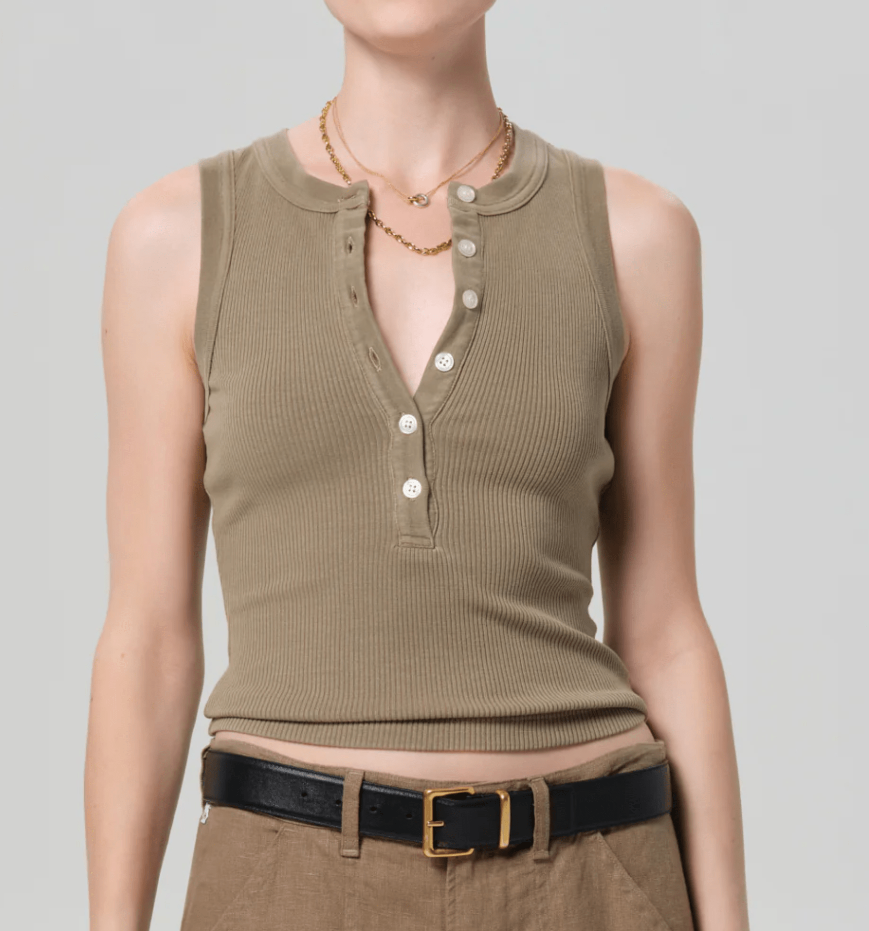 Dark Khaki Caralyn Tank - Amor Lafayette