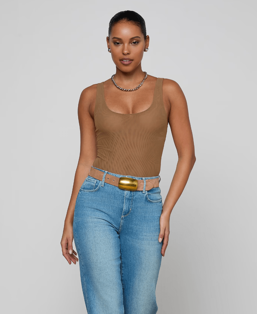 Dark Macchiato Kalea Scoop Neck Bodysuit - Amor Lafayette