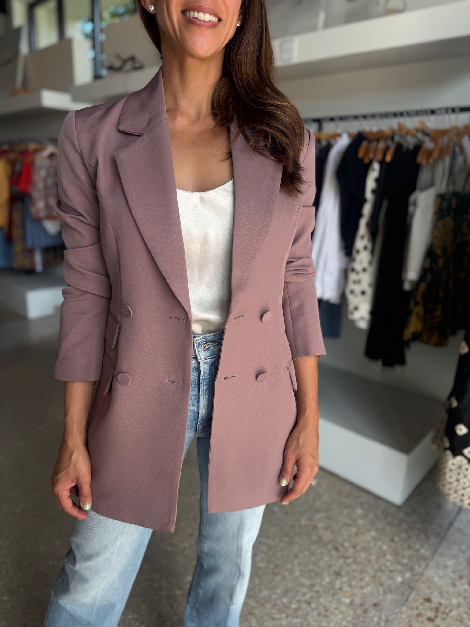 Dark Taupe Klara Blazer - Amor Lafayette