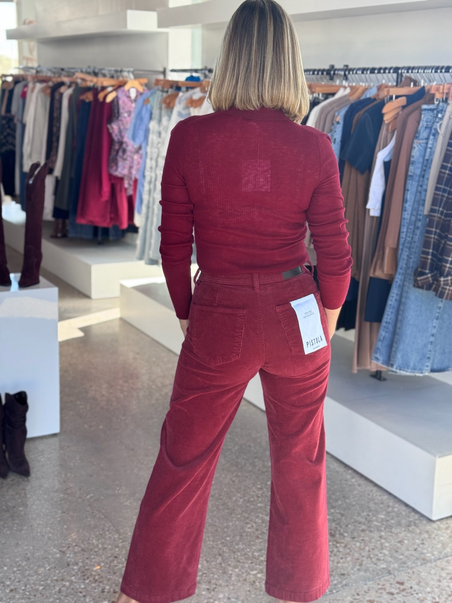 DEEP CRIMSON PENNY CROP HIGH RISE WIDE LEG CROP - Amor Lafayette
