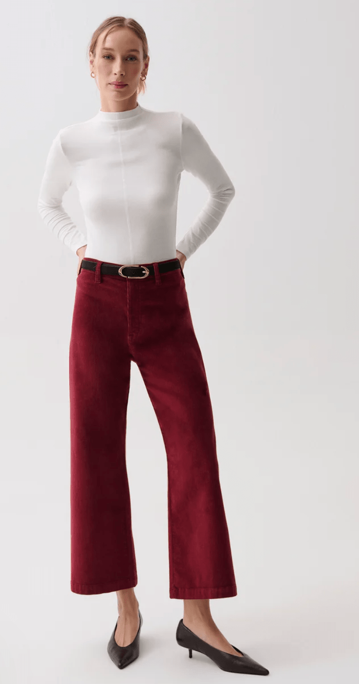 DEEP CRIMSON PENNY CROP HIGH RISE WIDE LEG CROP - Amor Lafayette